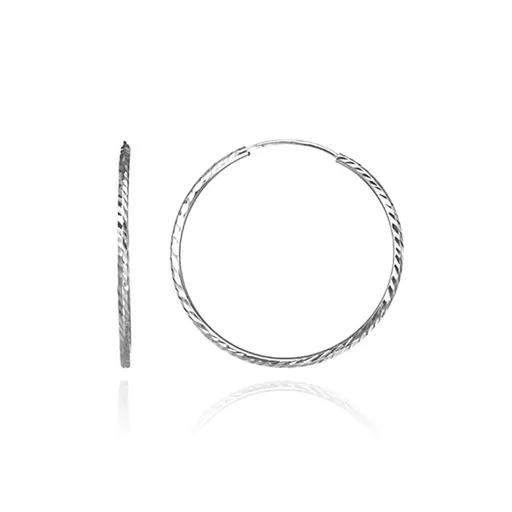 Stříbrné náušnice 925 - husté řady gravírovaných lístků, 20 mm