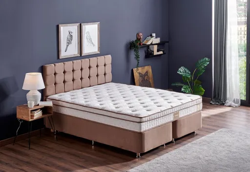 Double Mattress, Base & Headboard Helen - Light Brown (160 x 200)