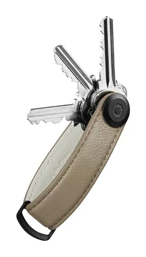 Klíčenka Orbitkey Pebbled Leather Key Organiser Ecru