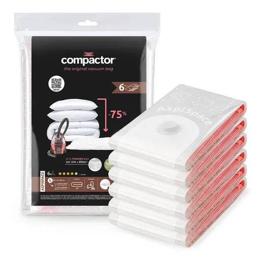 Compactor Sada vakuových úložných pytlů Aspispace L 120 l, 80 x 100 cm, 6 ks