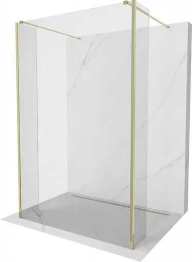 MEXEN/S Kioto Sprchová zástěna WALK-IN volněstojící 125 x 30 x 30, transparent, zlatá 800-125-030-222-50-00-030