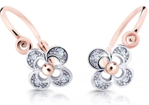 Cutie Jewellery Dětské náušnice z růžového zlata C2200-10-X-4 bílá
