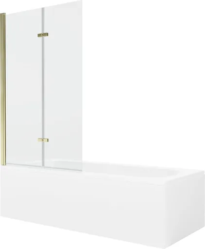 MEXEN/S Vega obdélníková vana 150 x 70 cm s panelem + vanová zástěna 100, transparent, zlatá 550115070X9210025000