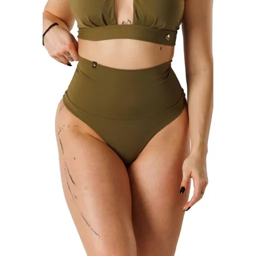GOLDBEE SHAPEWEAR SWIMWEAR BOTTOMS Dámské stahovací plavecké kalhotky, tmavě zelená, velikost XXXL