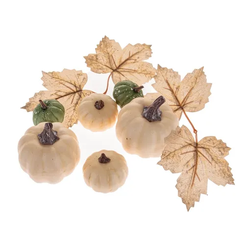 Sada podzimních dekorací, dýně a listy, 10 ks