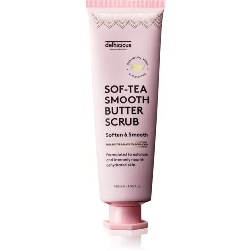 delhicious Sof-Tea Smooth Butter Scrub hydratační tělový peeling s exfoliačním účinkem 140 ml