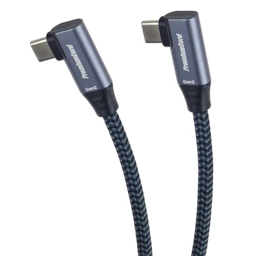 PremiumCord USB-C 2x zahnutý kabel, 1m