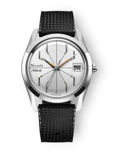Nivada Grenchen Antarctic Spider Silver 35 mm - Rubber tropic