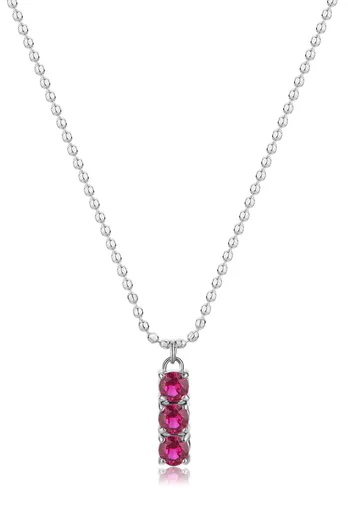 S'Agapõ Ocelový dámský náhrdelník s fuchsiovými zirkony Dazzly SDZ09