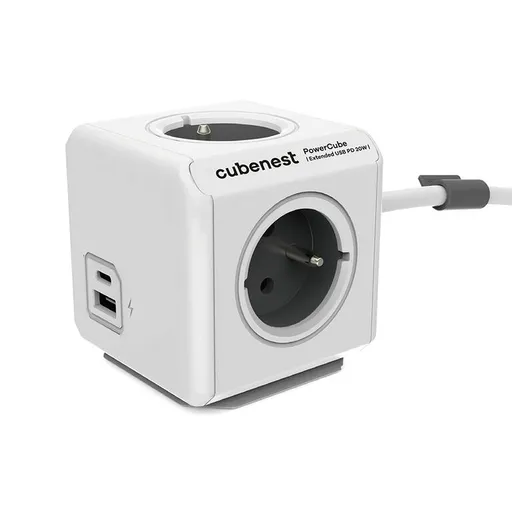 Rozbočovač Cubenest PowerCube Extended USB A+C PD 20 W 3 m šedá