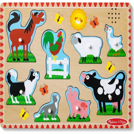 Melissa & Doug Dřevěné puzzle se zvuky zvířata na farmě