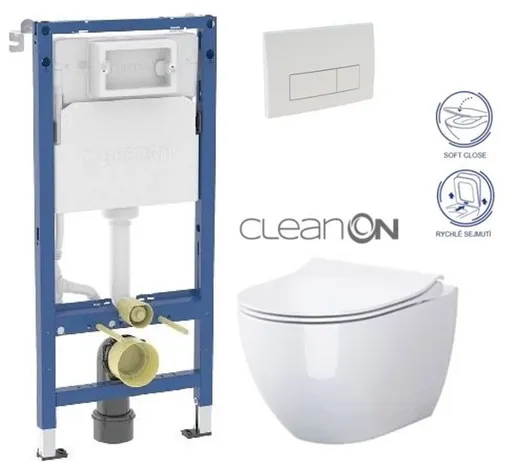 GEBERIT DuofixBasic s bílým tlačítkem DELTA51 + WC CERSANIT ZEN CLEANON + SEDÁTKO 458.103.00.2 51BI HA1