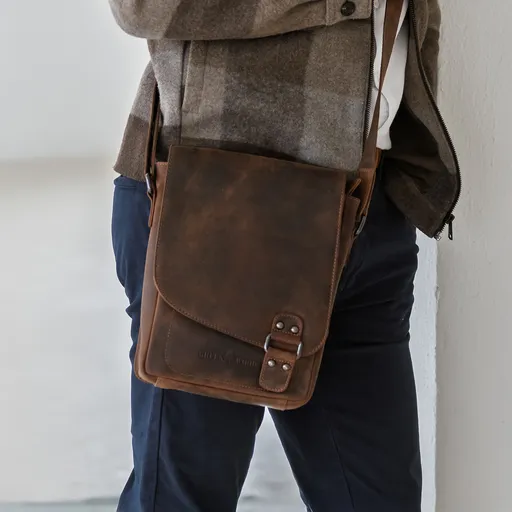 Pánská kožená taška přes rameno Greenwood Frederic - hnědá