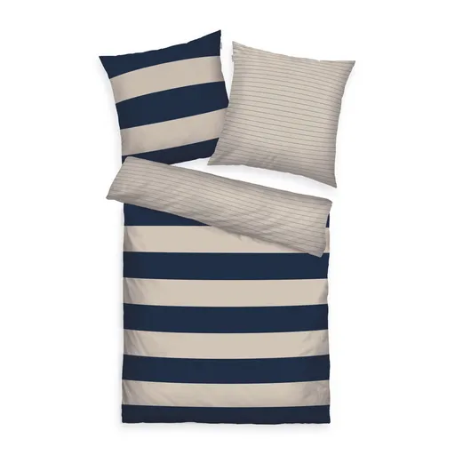 Tom Tailor Bavlněné povlečení Dark Navy & Sunny Sand, 135 x 200 cm, 80 x 80 cm