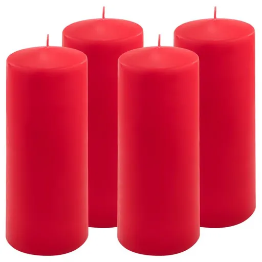 Červená parafínová svíčka 20 cm, 80 h hoření, sada 4 ks