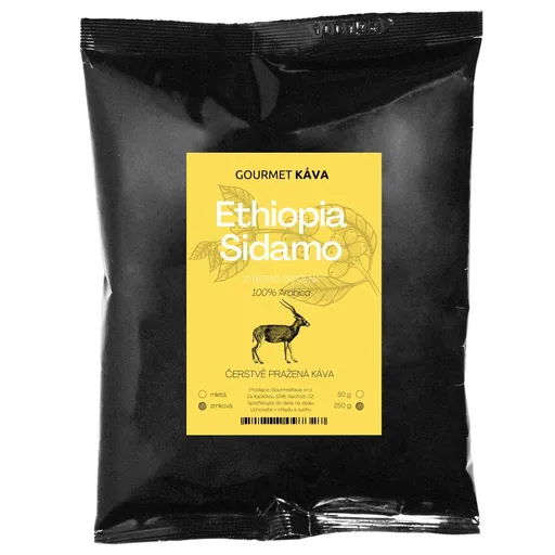 Etiopie Sidamo, STŘEDNĚ PRAŽENÁ, zrnková káva arabica