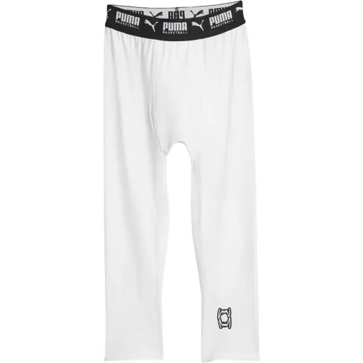 Puma HOOPS TEAM 3/4 TIGHT BASELAYER Basketbalové elasťáky, bílá, velikost