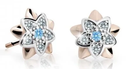 Cutie Jewellery Dětské bicolor náušnice z růžového zlata C2210-30-X-4 světle modrá