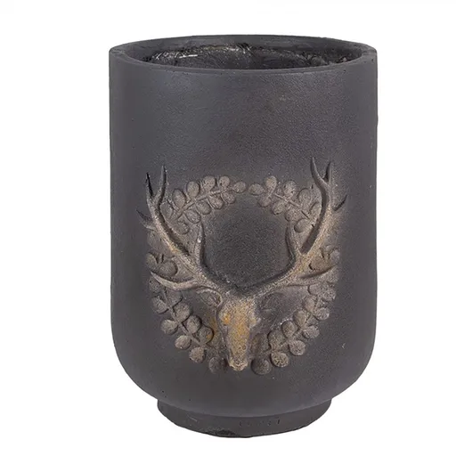 Granitový antik obal na květináč s jelenem Deer - Ø 23*31 cm Clayre & Eef