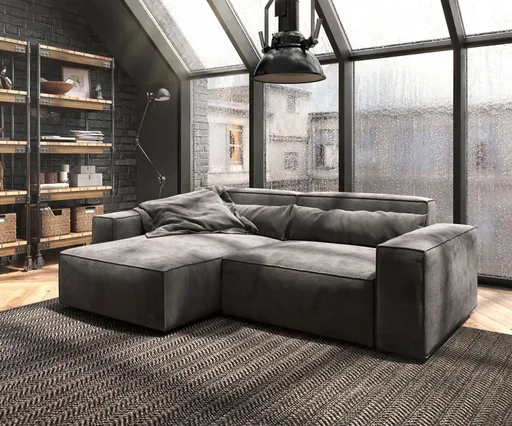 Rohová pohovka Sirpio D 250x155 cm mikrovlákno khaki-hnědá