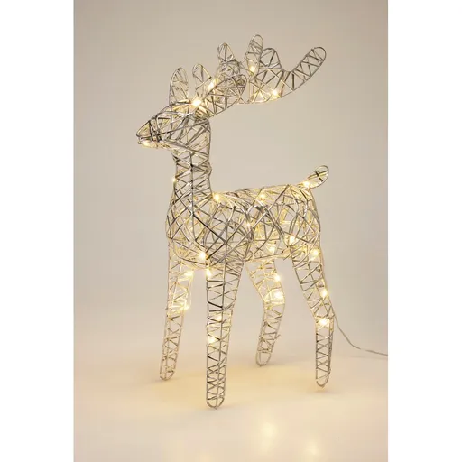 Vánoční svítící sob Silver, 37 x 24 cm, 30 micro LED, na baterie