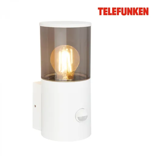 BRILONER TELEFUNKEN venkovní nástěnné svítidlo, pohybové čidlo, ochrana proti stříkající vodě, kouřové sklo, bílé 322306TF