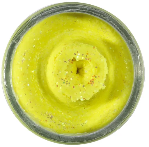 Berkley těsto na pstruhy powerbait natural glitter troutbait játra - třpytivá sluníčkově žlutá