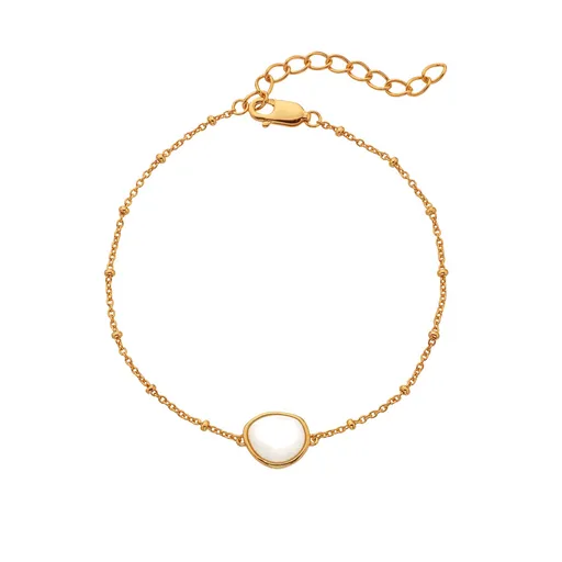 Hot Diamonds Elegantní pozlacený náramek s diamantem a perletí Golden Edit Soul DL704