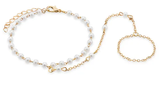 Troli Elegantní pozlacený náramek s provlečením na prst