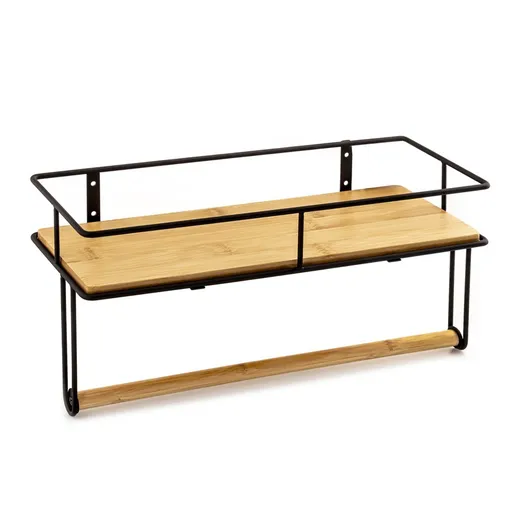 AWD Interior Nástěnná police, černá/bambus AWD02081934 AWD02081934