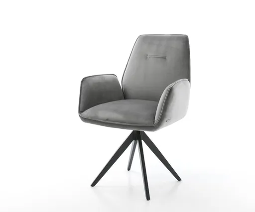 Otočná židle Zoa-Flex šedá samet křížová podnož hranatá černá