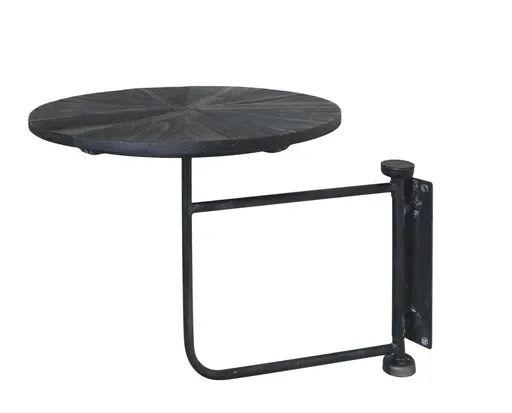 Černý antik dřevěný kulatý nástěnný stůl Tin Wall Table - 30*40 cm Chic Antique