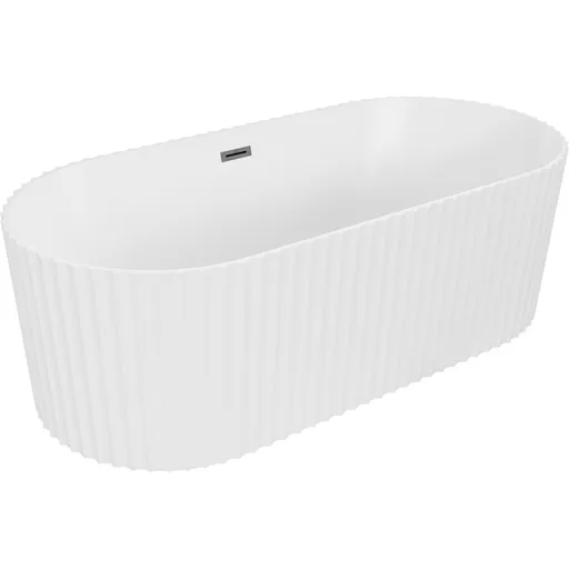 MEXEN/S Paola volně stojící vana reliéf 150 x 75, bílá mat, sifon a přepad grafit kartáčovaná 52721507501-66