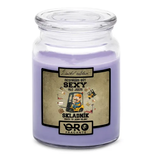 Svíčka Sexy skladník (Vůně svíčky: Levandule)
