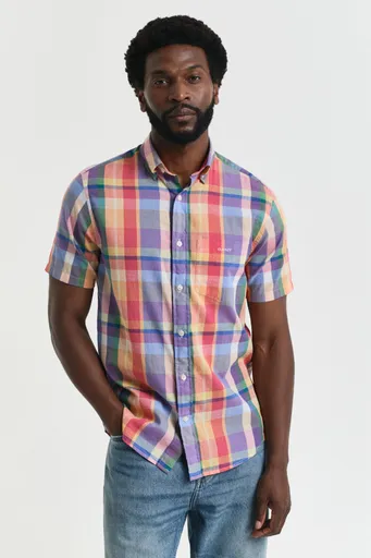 KOŠILE GANT REG INDIAN MADRAS SS SHIRT PEACHY ORANGE