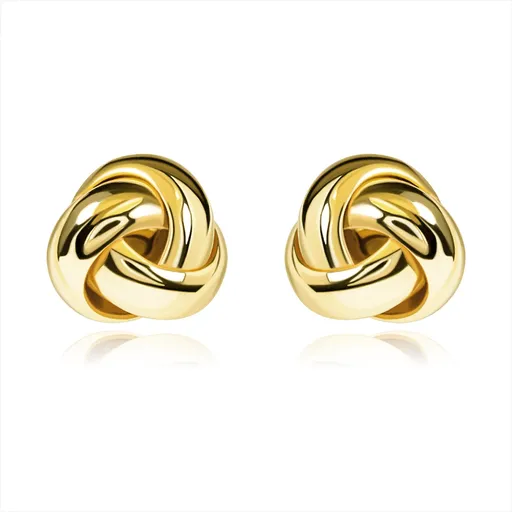 Zlaté náušnice z uzlu ze 14K žlutého zlata s lesklou povrchovou úpravou