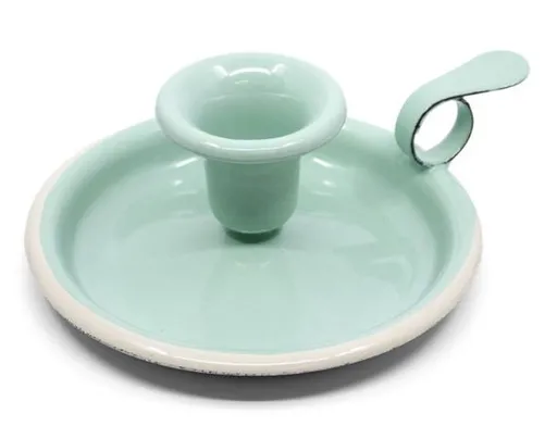 Mintový smaltovaný svícen Mint dot - Ø 13*6cm Münder Email