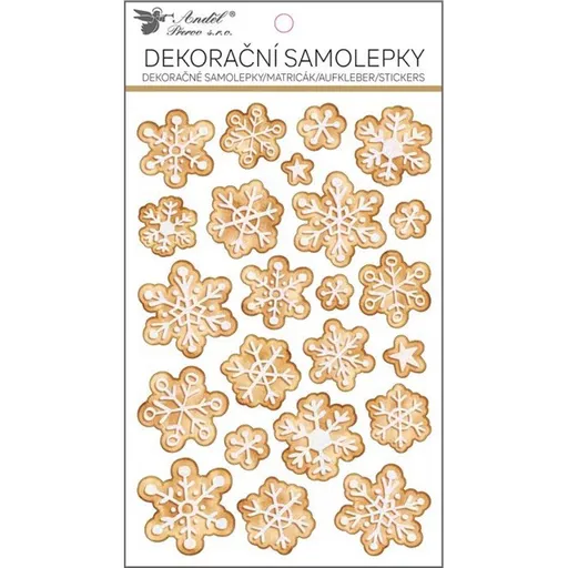 Samolepky perníkové vločky s glitrem 14,5 x 25 cm