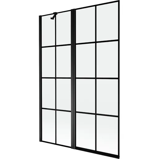 MEXEN MIST vanová zástěna 120x150 cm 6mm f+s, černá, dekor, levá 8A9-120-011-70-77-L