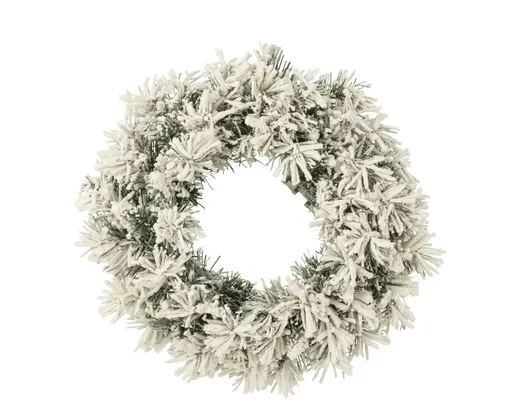 Zasněžený zelený vánoční věnec s led světýlky Snowy green M - Ø 44*16 cm J-Line by Jolipa