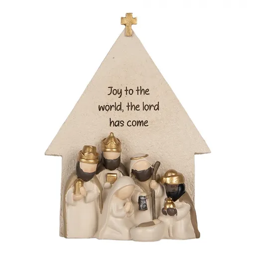 Béžová antik vánoční dekorace Betlém Nativity Scene - 16*6*21 cm Clayre & Eef