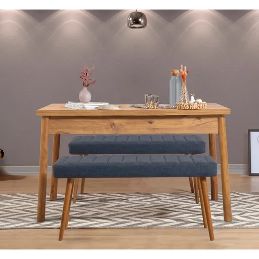 Jídelní set se stolem a lavicí (3 kusy) Costa 1048 - Atlantic Pine, Dark Blue