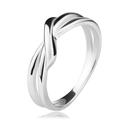 Prsten ze stříbra 925 - hladká vlna, rozdvojená a zkřížená ramena - Velikost: 49