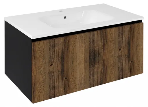 Sapho LOREA umyvadlová skříňka 90x44x51,2cm, 1x zásuvka, dub collingwood/černá mat