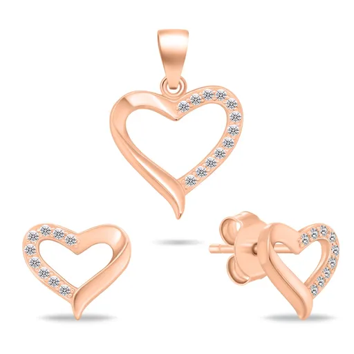 Brilio Silver Pozlacený set šperků Srdíčka se zirkony SET270R (přívěsek, náušnice)