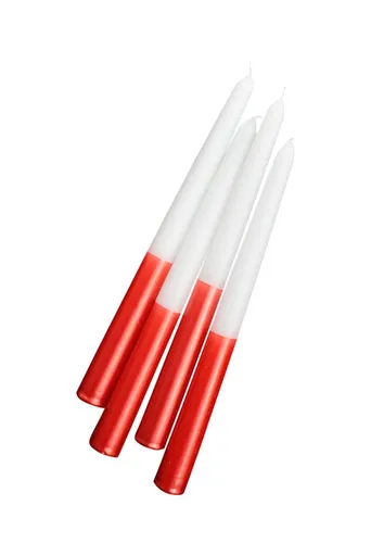 Candle Set (4 Pieces) Cizgili Sedefli 4 - Red