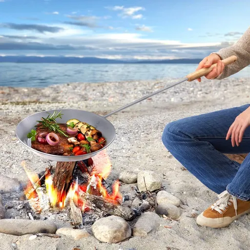 Die moderne Hausfrau Grilovací pánev nad oheň s dlouhou rukojetí