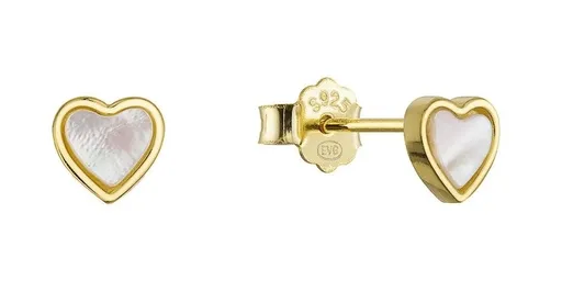 Evolution Group - Pavona Pozlacené srdíčkové náušnice s perletí 11708.1