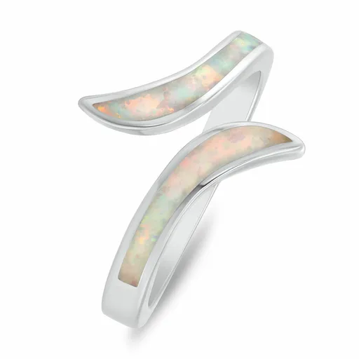 Brilio Silver Stříbrný otevřený prsten se syntetickým opálem RI155W 50 mm