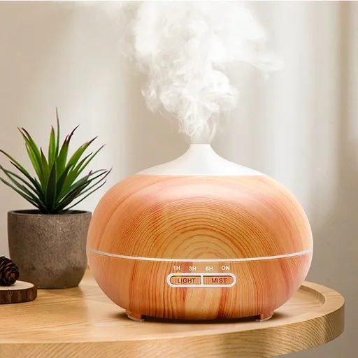 Ultrazvukový aroma difuzér s LED světlem - světlé dřevo